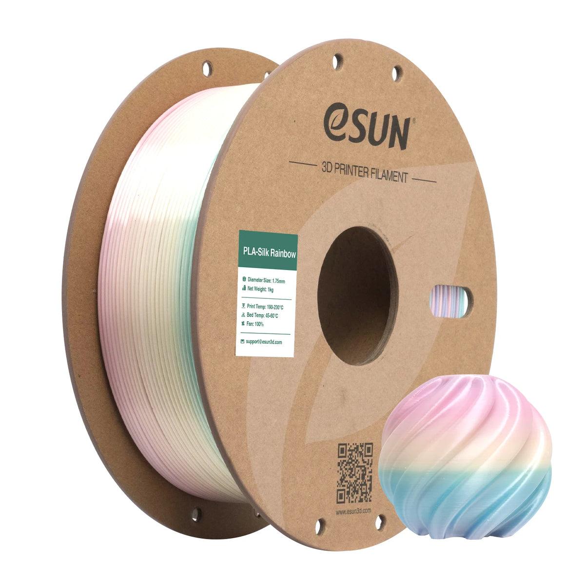 ESUN Rainbow Silk PLA Filament 1.75mm Rainbow Silk Filament for 3D Printer 1KG Printing Material Silk 3D Printer Filament