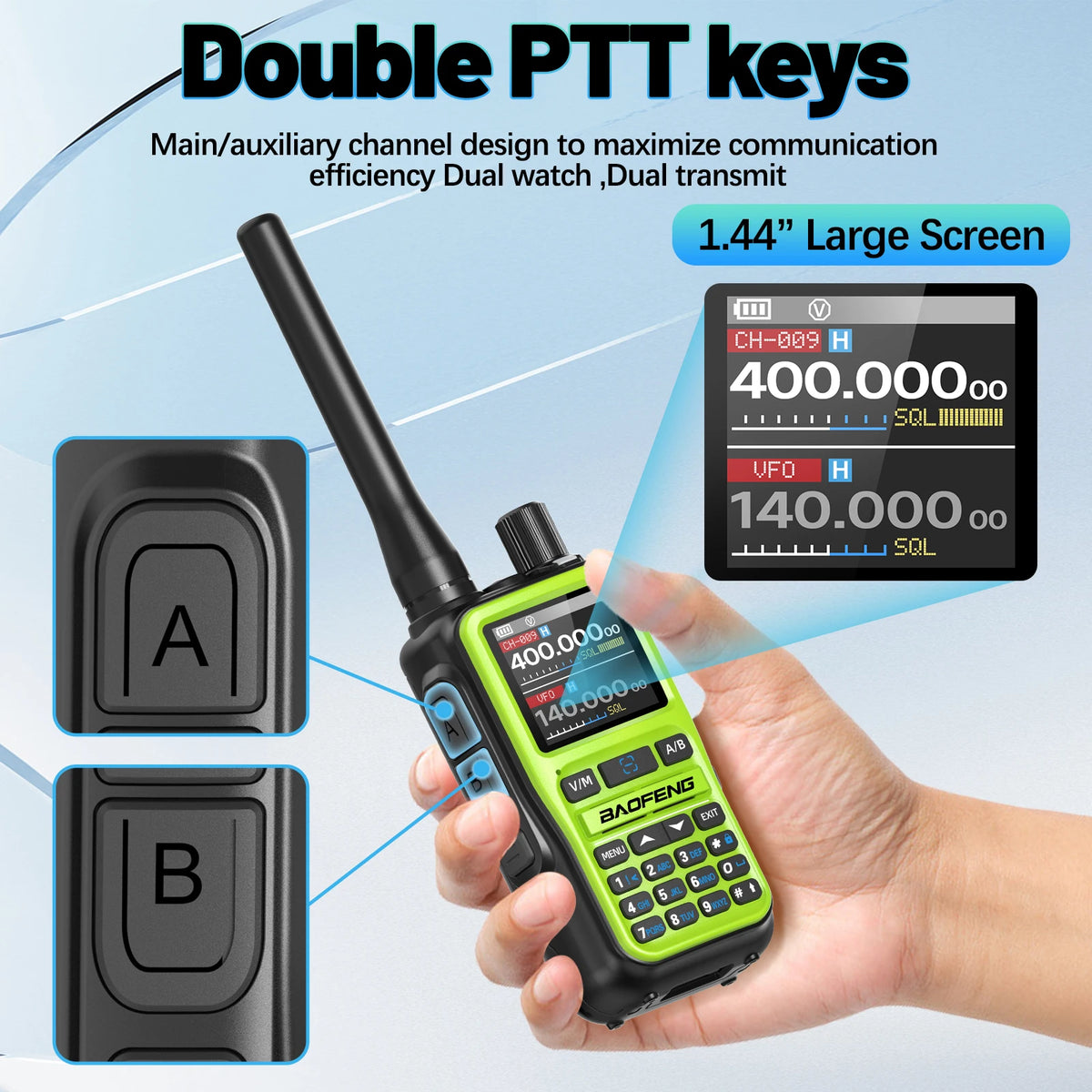 1/2PCS BAOFENG UV-5R Mini Walkie Talkie Dual PTT Wireless Bluetooth Programming Multi-Band Type-C Charge Long Range Ham Radio