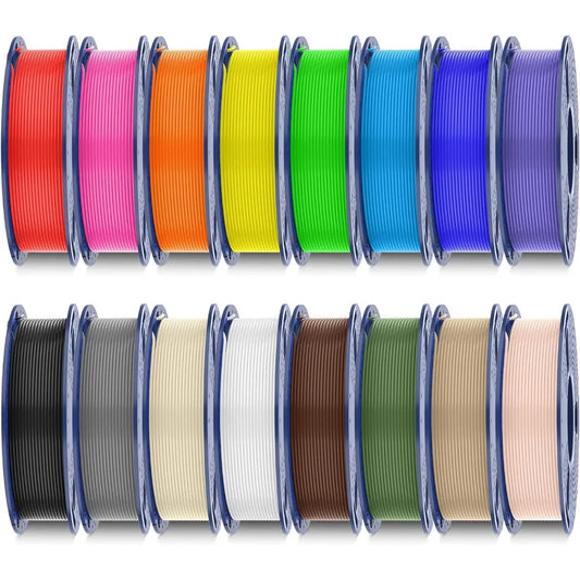 PLA+ 3D Printer Filament 1.75mm 16 Spool Bundle Multicolor 4kg Total Vacuum Sealed