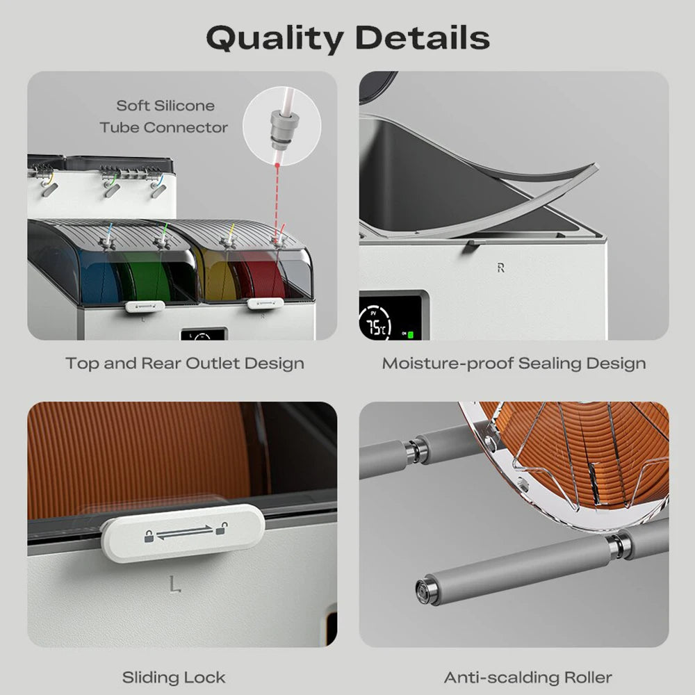 Creality Space X4L Filament Dryer 3D Printer 4 Pools Filament Dehydrator Dual Independent Heating Chamber 45℃-75℃ 1.75-2.85mm