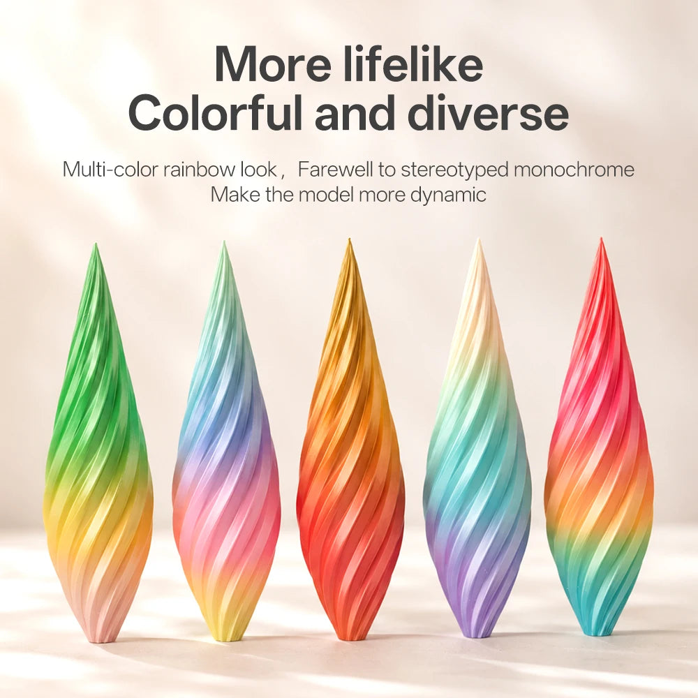 ESUN Rainbow Silk PLA Filament 1.75mm Rainbow Silk Filament for 3D Printer 1KG Printing Material Silk 3D Printer Filament