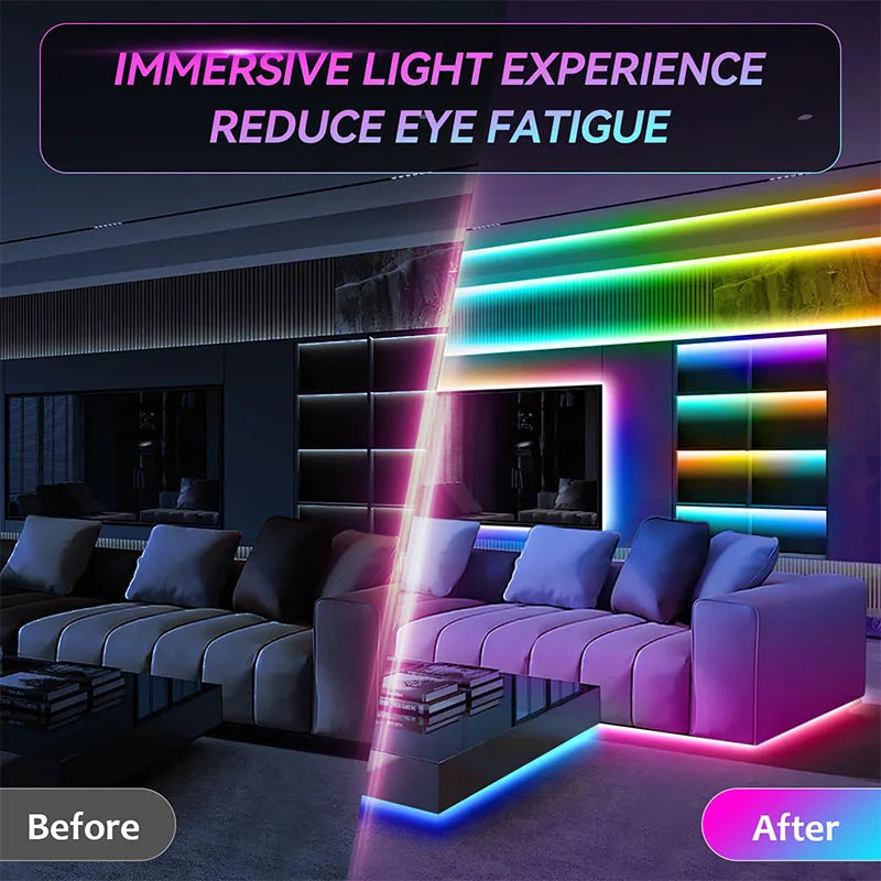 RGB LED Strip Light 5V Bluetooth Control Flexible Self-adhesive Tape Music Sync Diode Lamp for TV Backdrop Game Room Party Decor