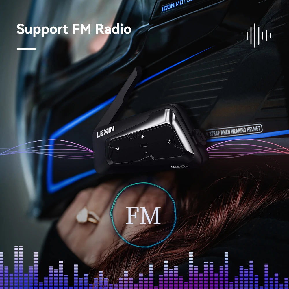 LEXIN-MeshCom Motorcycle MESH&Bluetooth Headset Intercom ,With Mesh Communication System, Parallel Audio- Intercom,24 Riders