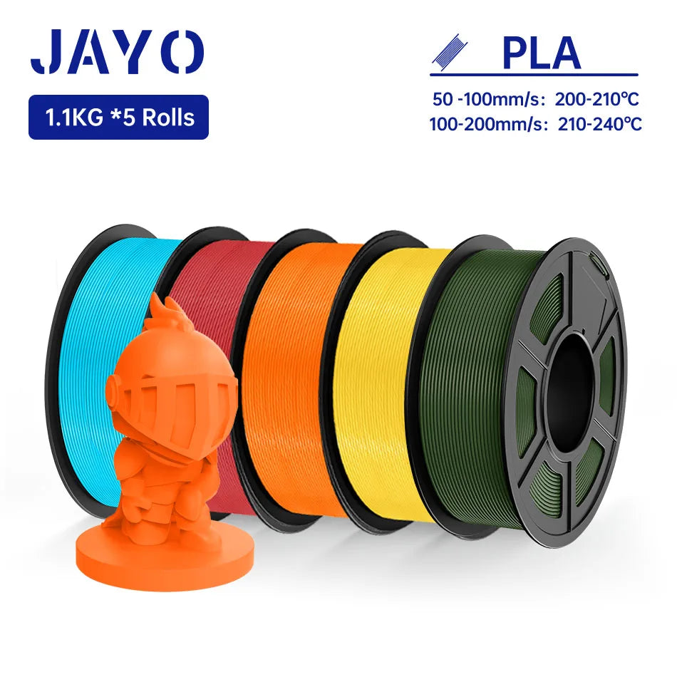 JAYO PLA Filament 1.75MM 5Rolls 3D Printer Filament PLA 100% No Bubble for FDM Coloful 3D Printing Material DIY Gift