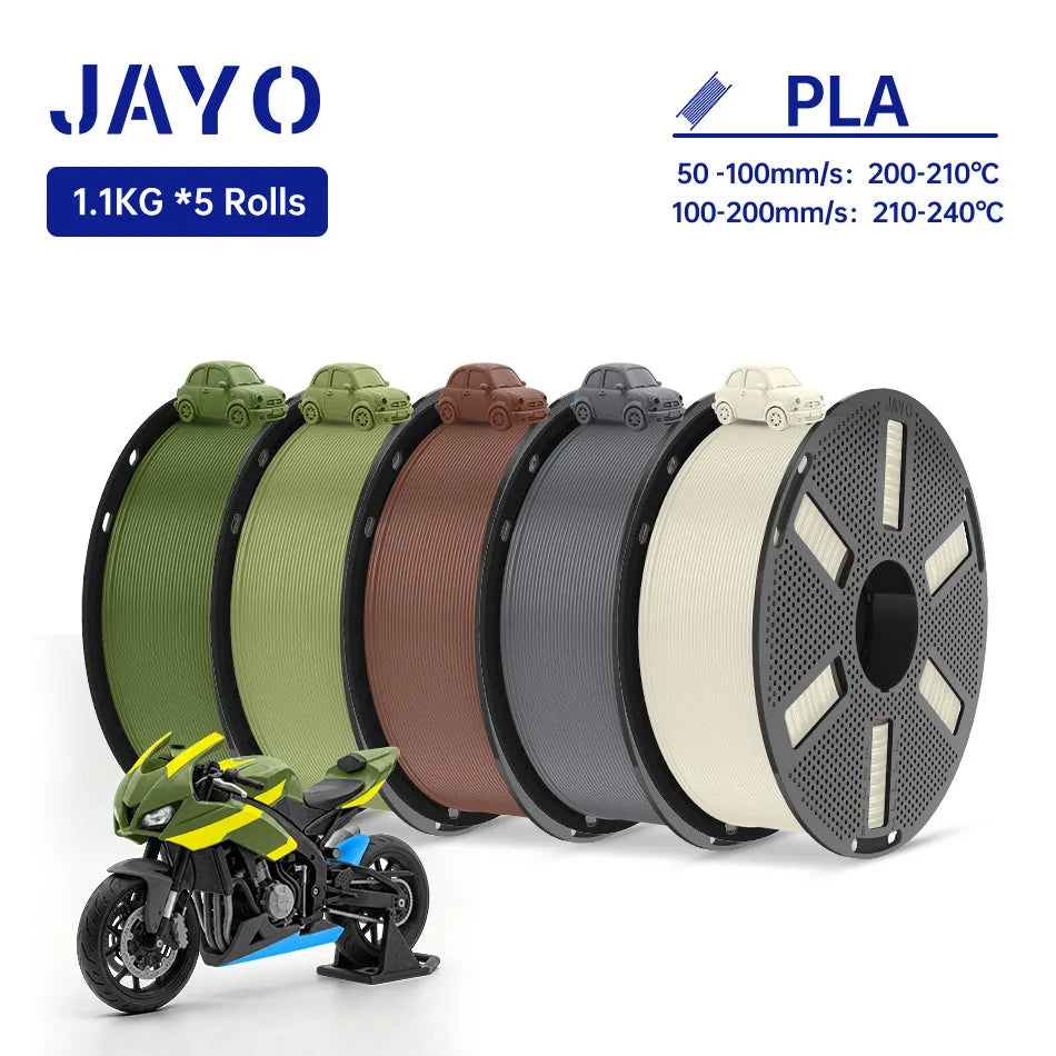 JAYO PLA Filament 1.75MM 5Rolls 3D Printer Filament PLA 100% No Bubble for FDM Coloful 3D Printing Material DIY Gift