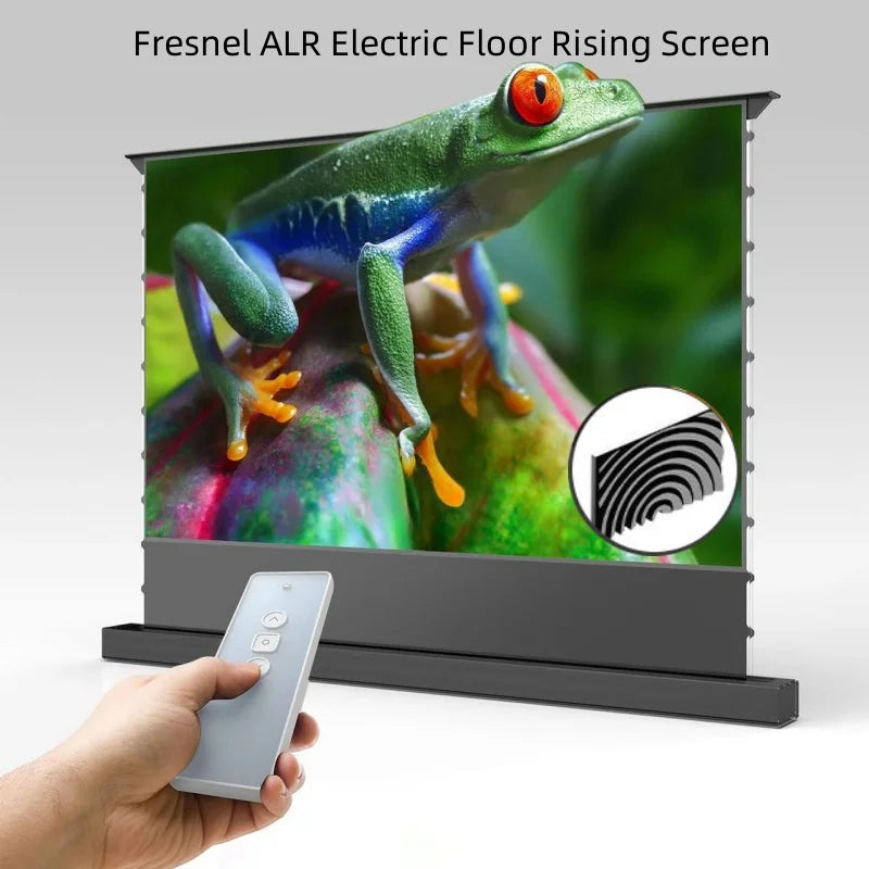 150 Inch ALR Fresnel High Gain Screen 8K Home Theater Electric Tension Floor Rising Projection Screens for Normal Projector