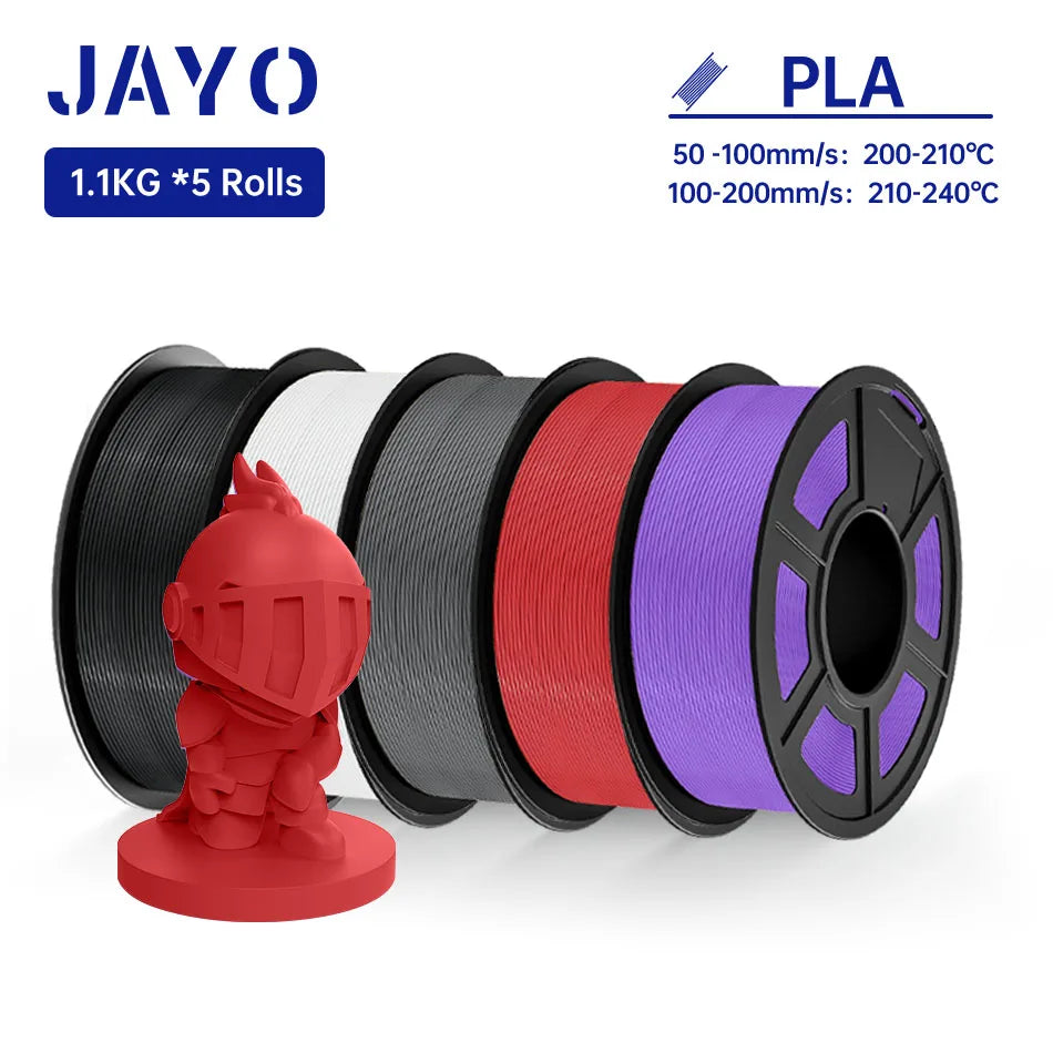 JAYO PLA Filament 1.75MM 5Rolls 3D Printer Filament PLA 100% No Bubble for FDM Coloful 3D Printing Material DIY Gift