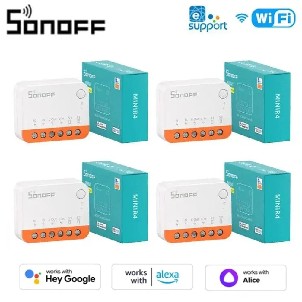 Sonoff Mini R4 Wifi Smart Switch Interruptor with Relay On-Off DIY Switch Module EWelink Control Works with Alexa Yandex Alice