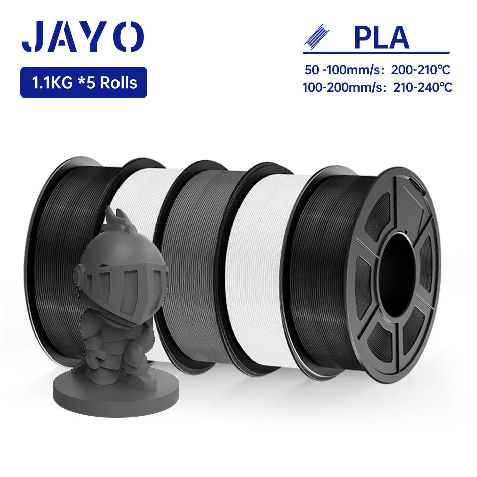 JAYO PLA Filament 1.75MM 5Rolls 3D Printer Filament PLA 100% No Bubble for FDM Coloful 3D Printing Material DIY Gift