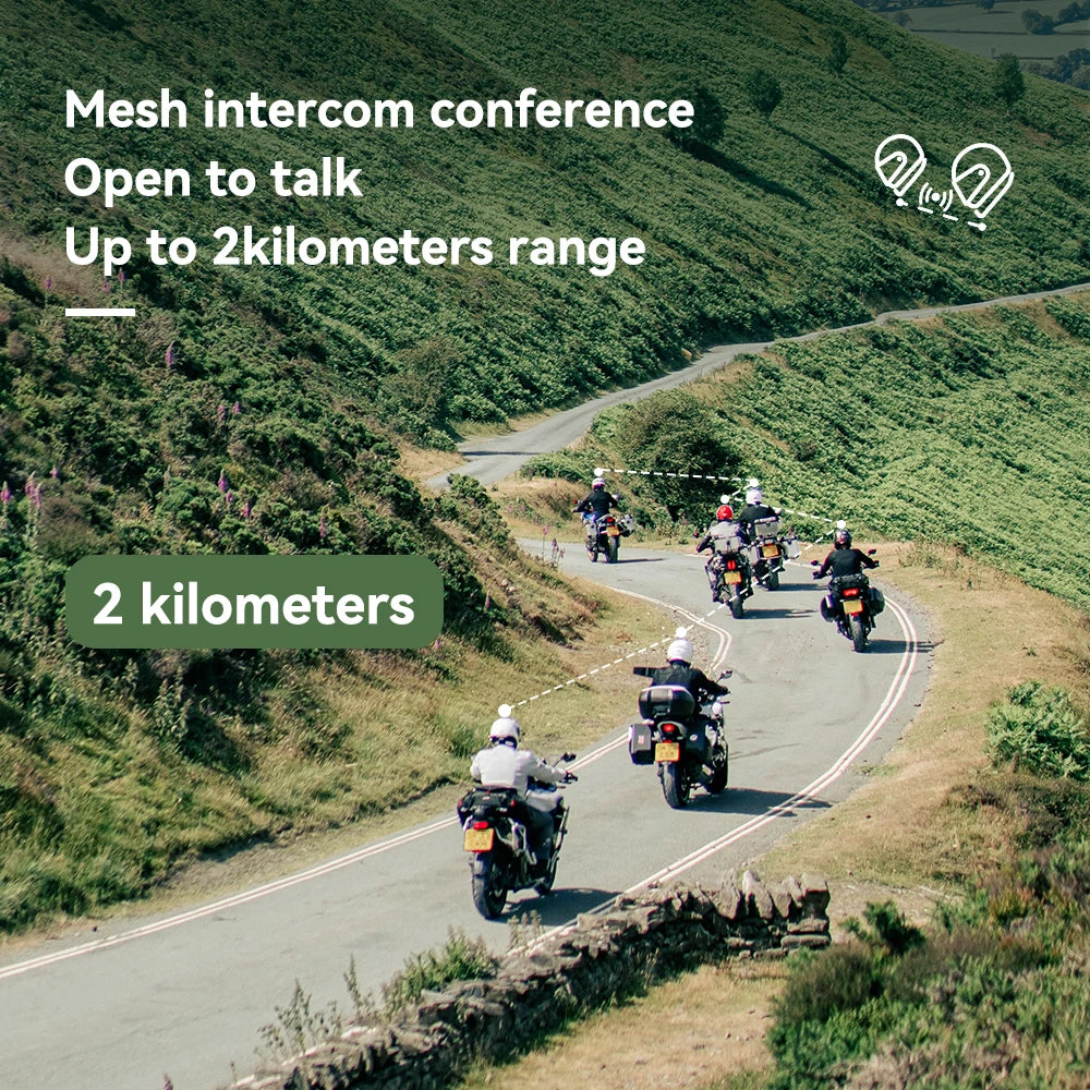 LEXIN-MeshCom Motorcycle MESH&Bluetooth Headset Intercom ,With Mesh Communication System, Parallel Audio- Intercom,24 Riders