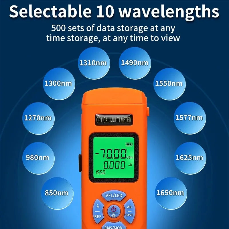 AUA-C70/C50 Rechargeable Mini Optical Power Meter (OPM) With Visual Fault Locator(15/30/50mW VFL) FTTH Fiber Optic Cable Tester