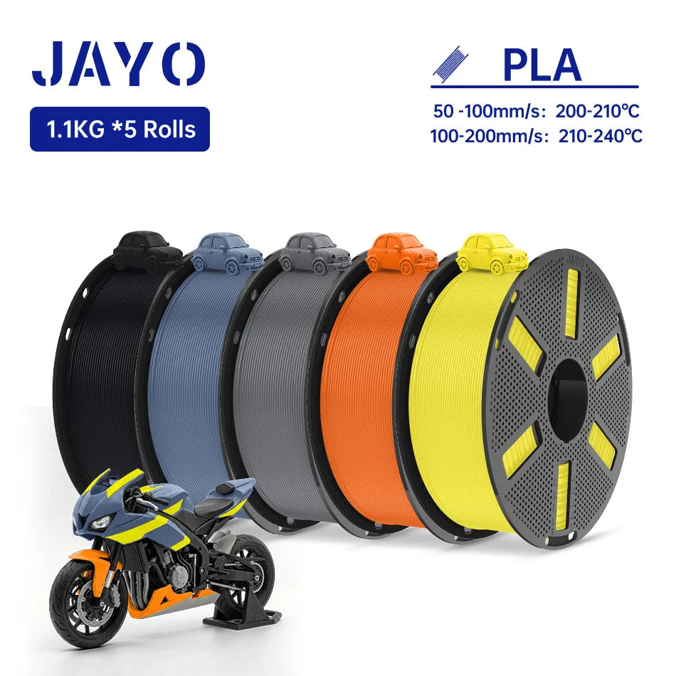 JAYO PLA Filament 1.75MM 5Rolls 3D Printer Filament PLA 100% No Bubble for FDM Coloful 3D Printing Material DIY Gift
