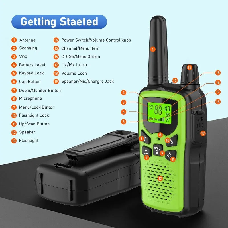 2pcs Adult Wireless Handheld Outdoor Long-distance Walkie Talkie Intercom Outdoor Unit 10 Kilometers