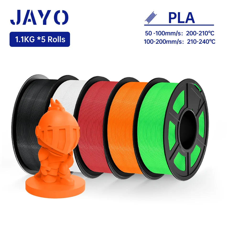 JAYO PLA Filament 1.75MM 5Rolls 3D Printer Filament PLA 100% No Bubble for FDM Coloful 3D Printing Material DIY Gift