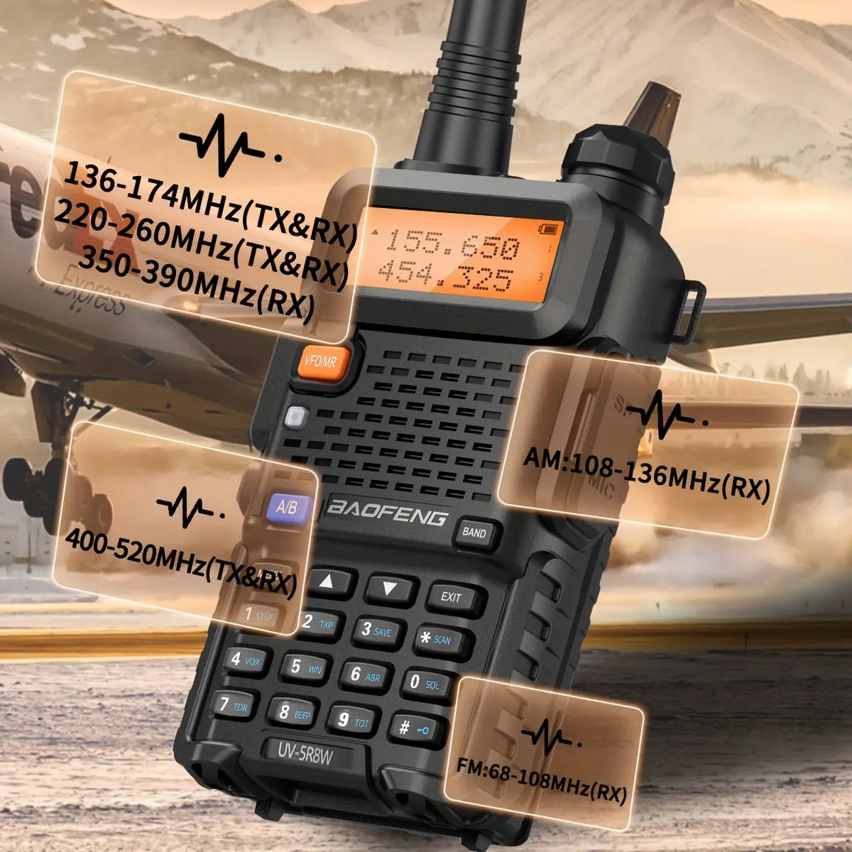 1/2PCS BaoFeng UV-5R 8W Tri-Power Walkie Talkie High Power Dual Band Long Range 128 CH Portable Handheld UV 5R Ham Two Way Radio