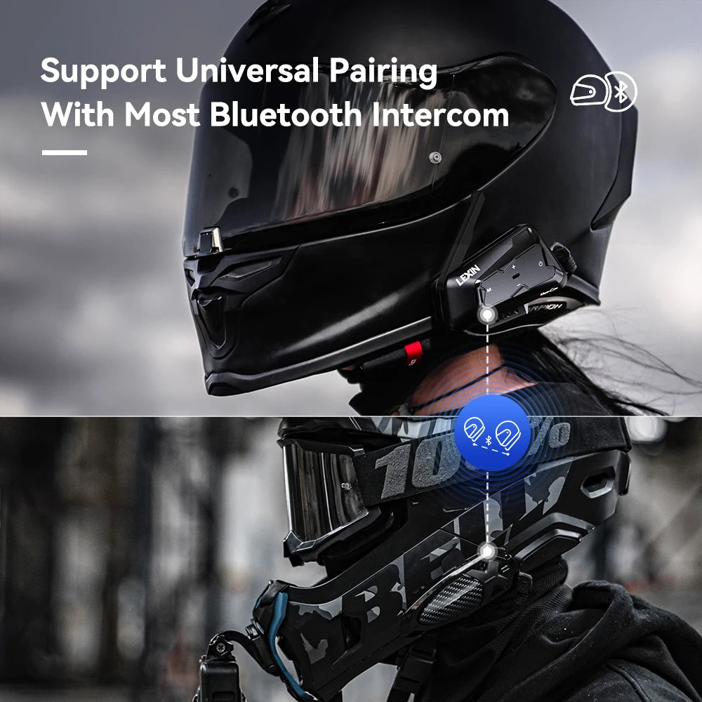 LEXIN-MeshCom Motorcycle MESH&Bluetooth Headset Intercom ,With Mesh Communication System, Parallel Audio- Intercom,24 Riders