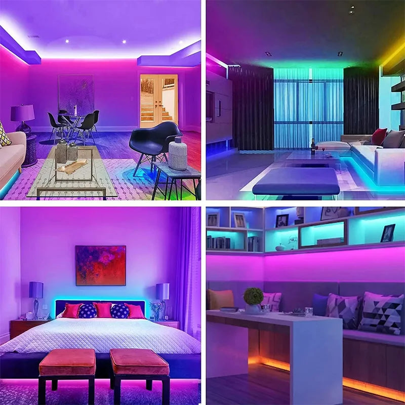 RGB LED Strip Light 5V Bluetooth Control Flexible Self-adhesive Tape Music Sync Diode Lamp for TV Backdrop Game Room Party Decor