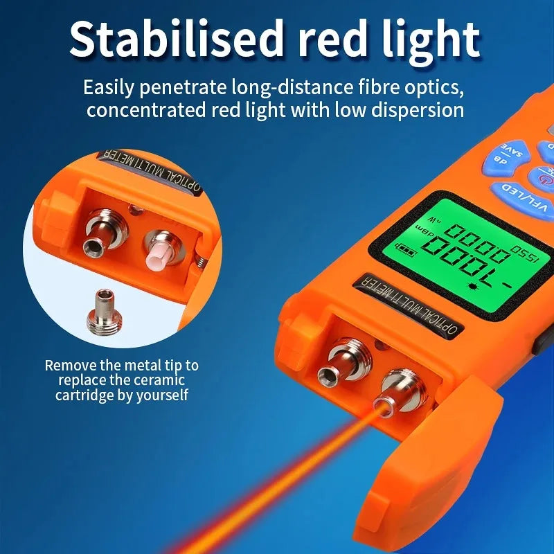 AUA-C70/C50 Rechargeable Mini Optical Power Meter (OPM) With Visual Fault Locator(15/30/50mW VFL) FTTH Fiber Optic Cable Tester