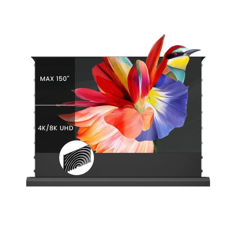 150 Inch ALR Fresnel High Gain Screen 8K Home Theater Electric Tension Floor Rising Projection Screens for Normal Projector