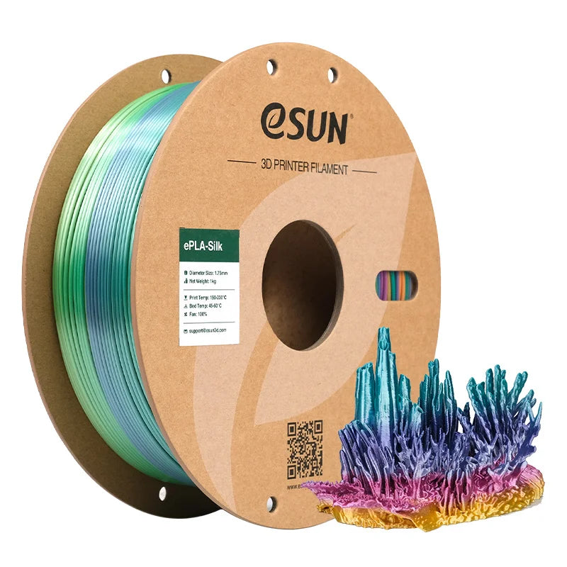 ESUN Rainbow Silk PLA Filament 1.75mm Rainbow Silk Filament for 3D Printer 1KG Printing Material Silk 3D Printer Filament