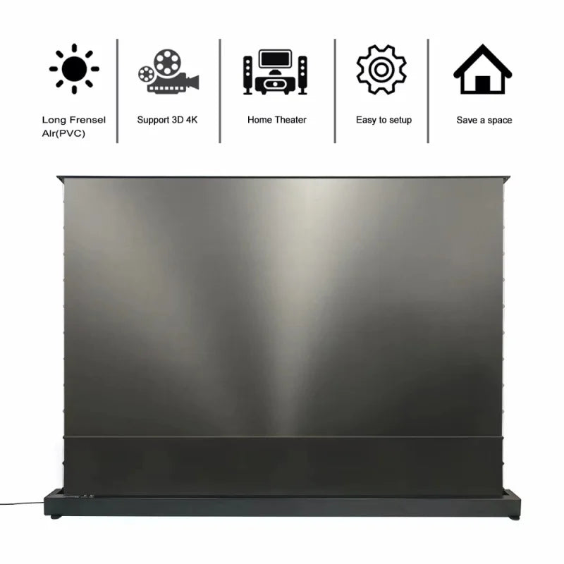 150 Inch ALR Fresnel High Gain Screen 8K Home Theater Electric Tension Floor Rising Projection Screens for Normal Projector