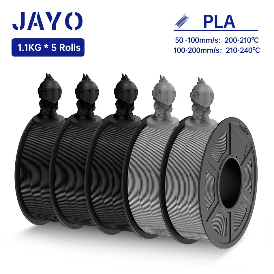 JAYO PLA Filament 1.75MM 5Rolls 3D Printer Filament PLA 100% No Bubble for FDM Coloful 3D Printing Material DIY Gift