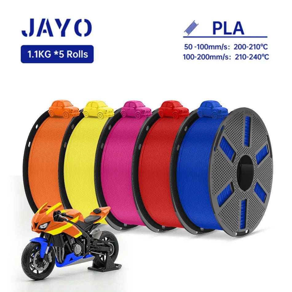 JAYO PLA Filament 1.75MM 5Rolls 3D Printer Filament PLA 100% No Bubble for FDM Coloful 3D Printing Material DIY Gift