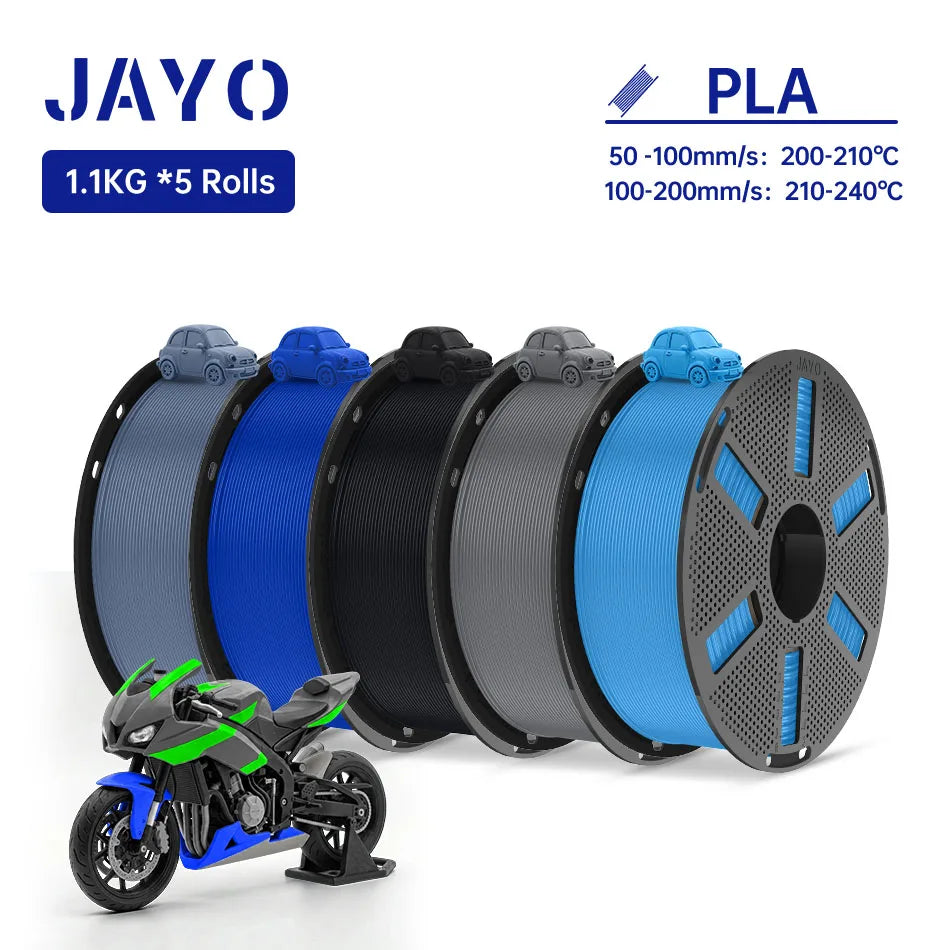JAYO PLA Filament 1.75MM 5Rolls 3D Printer Filament PLA 100% No Bubble for FDM Coloful 3D Printing Material DIY Gift