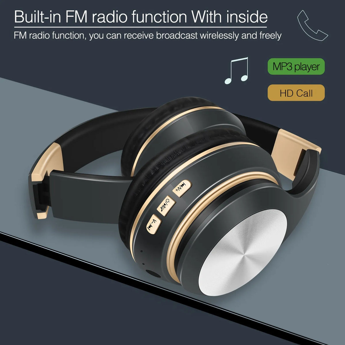 Bluetooth Earphones Over-ear Foldable Computer Wireless Headphones with Mic Noise Cancellation HIFI Stereo Gaming Headset