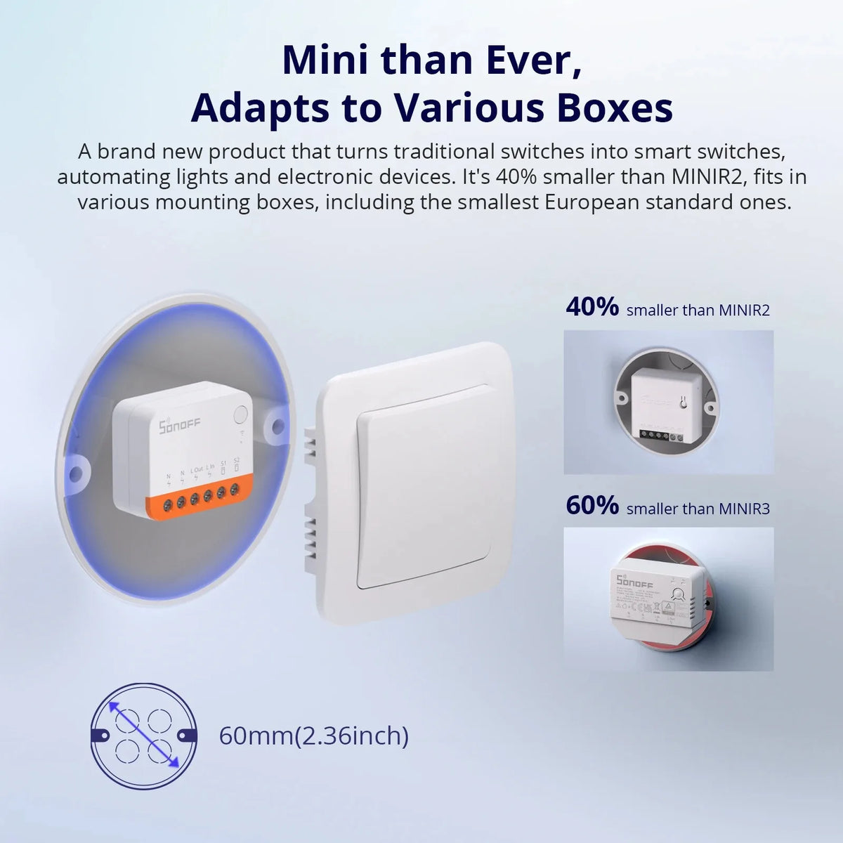 Sonoff Mini R4 Wifi Smart Switch Interruptor with Relay On-Off DIY Switch Module EWelink Control Works with Alexa Yandex Alice