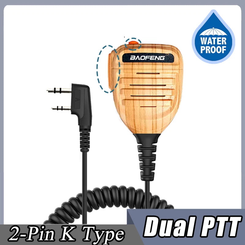 Baofeng UV-5R PTT Waterproof UV-9R Walkie Talkie Speaker Radio Microphone Keenwood 2-Pin Type Handheld Mic For  UV-82 UV16 888S